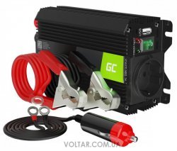 Преобразователь напряжения (Инвертор) Green Cell с 12V на 230V 300W/600W модифицированная синусоида (крокодилы)