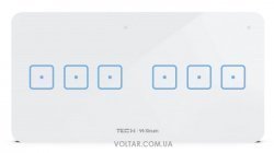 Вимикач Tech WSS-33 подвійний триполюсний, сенсорний, скляний